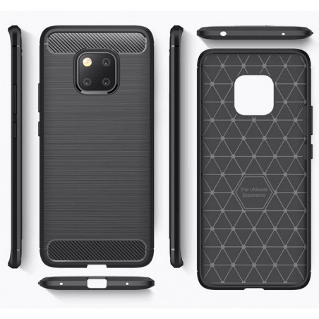 Funda Gel Tpu Tipo Carbon Negra para Huawei Mate 20 Pro
