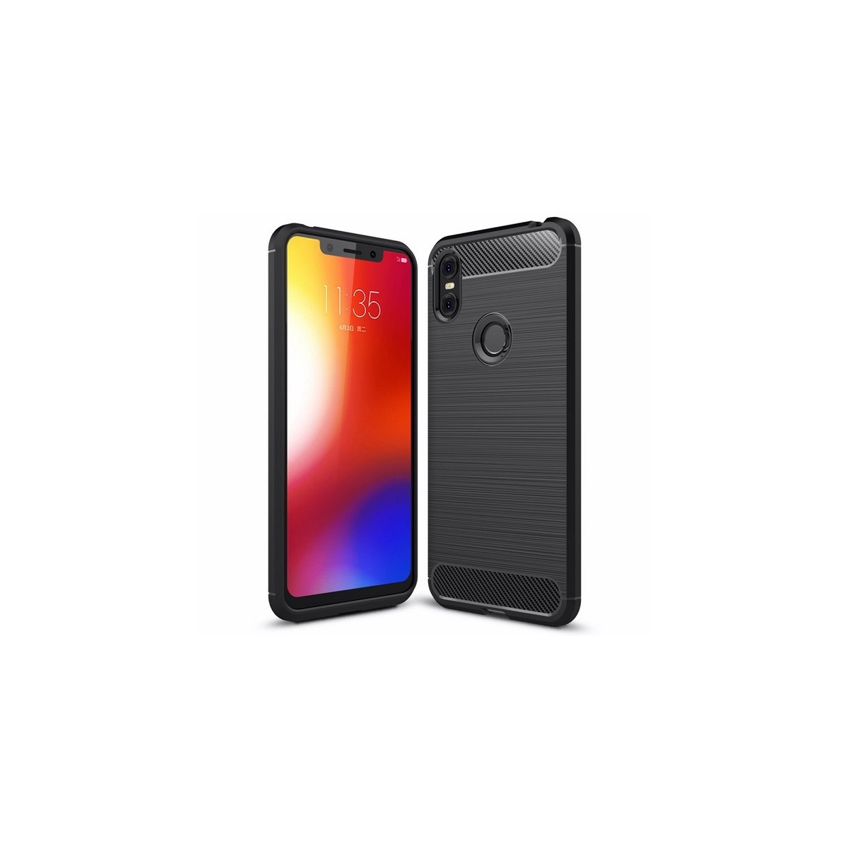 Funda Gel Tpu Tipo Carbon Negra para Motorola One