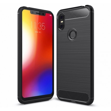 Funda Gel Tpu Tipo Carbon Negra para Motorola One