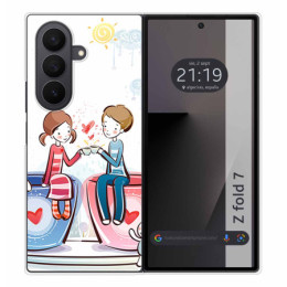 Funda Silicona para Samsung Galaxy Z Fold 7 5G diseño Café Dibujos