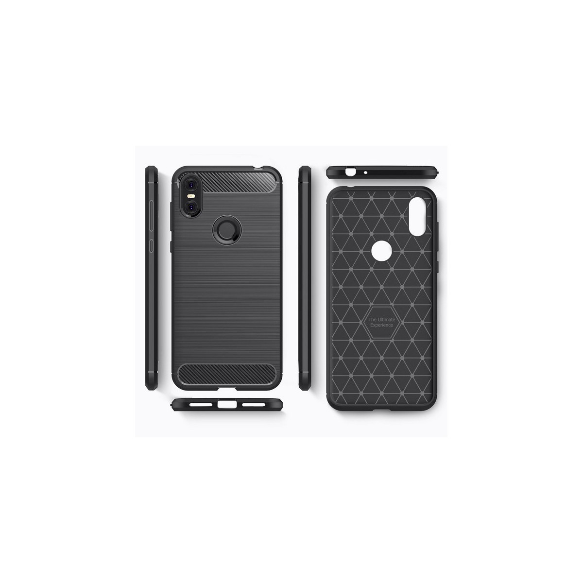 Funda Gel Tpu Tipo Carbon Negra para Motorola One