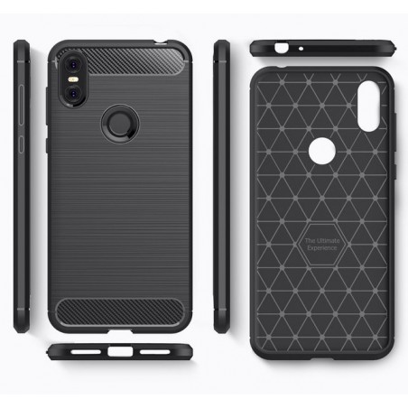 Funda Gel Tpu Tipo Carbon Negra para Motorola One