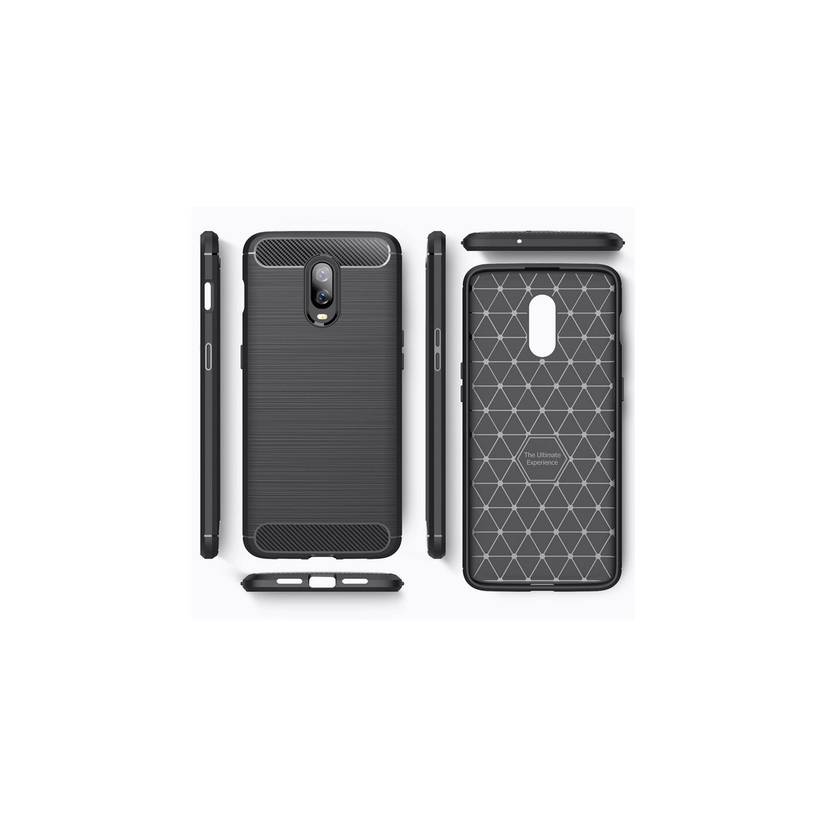 Funda Gel Tpu Tipo Carbon Negra para Oneplus 6T