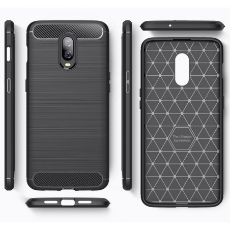 Funda Gel Tpu Tipo Carbon Negra para Oneplus 6T