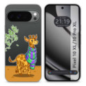 Funda Silicona Transparente para Google Pixel 10 Pro XL 5G diseño Jirafa Dibujos