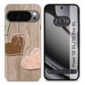 Funda Silicona para Google Pixel 10 Pro XL 5G diseño Corazones Madera Dibujos