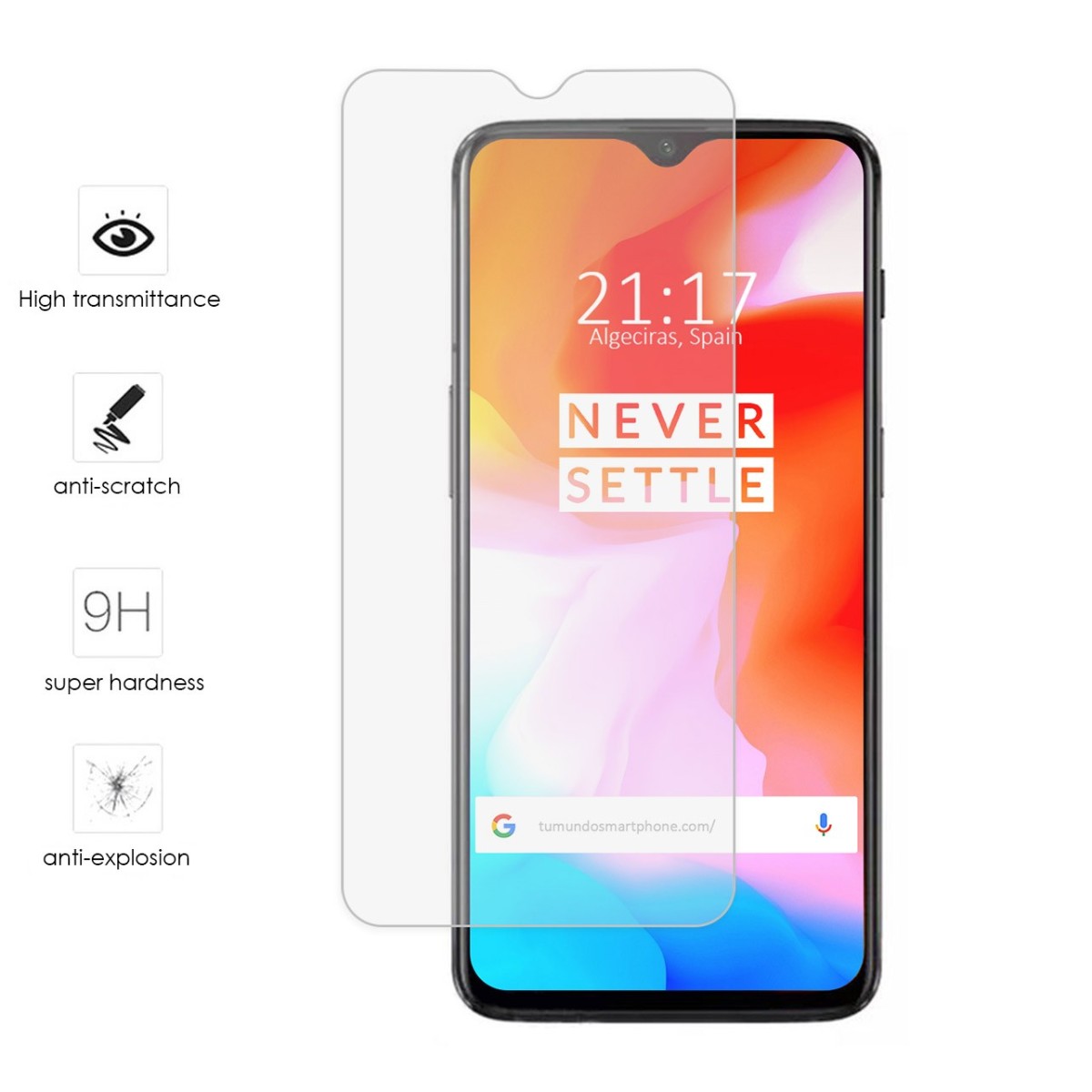 Protector Cristal Templado para Oneplus 6T Vidrio