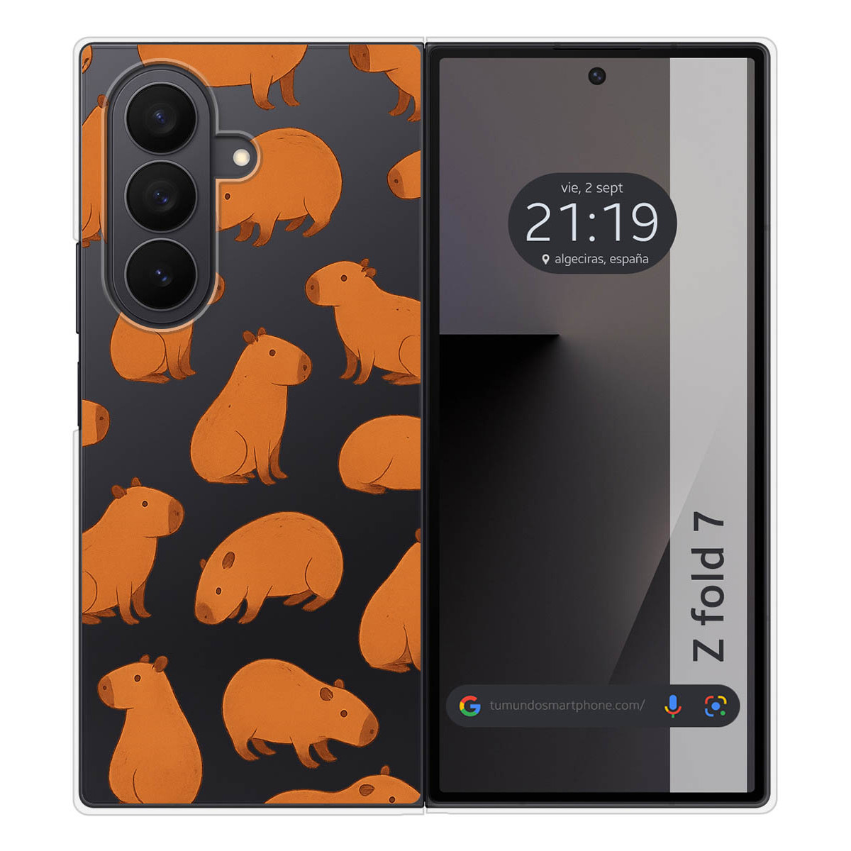 Funda Silicona Transparente para Samsung Galaxy Z Fold 7 5G diseño Capibara 02 Dibujos