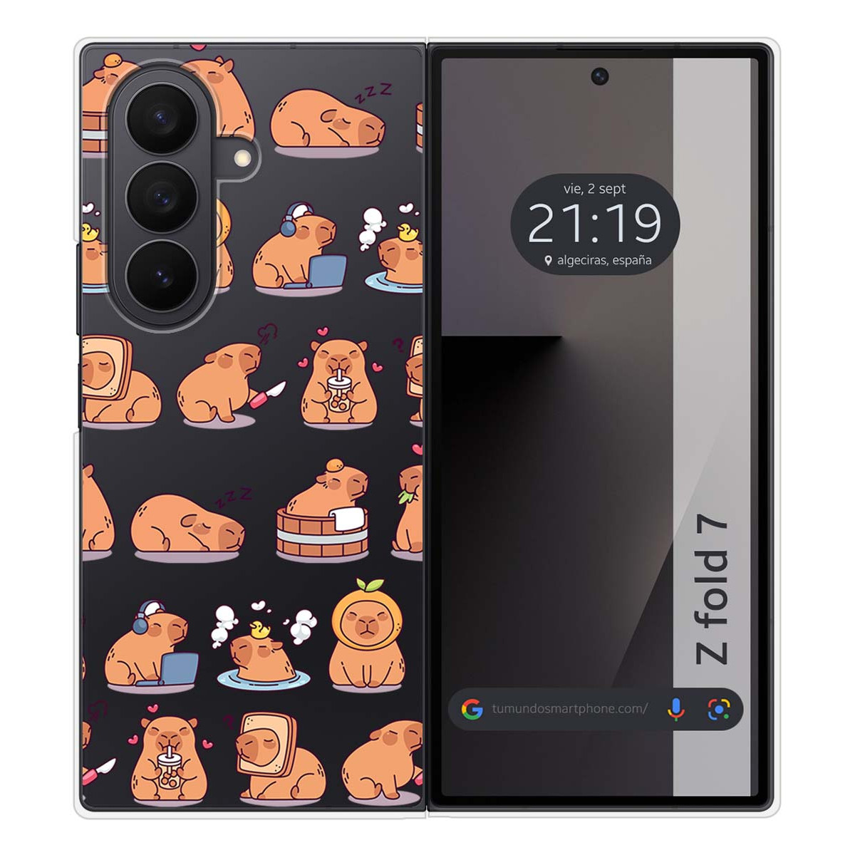 Funda Silicona Transparente para Samsung Galaxy Z Fold 7 5G diseño Capibara 01 Dibujos