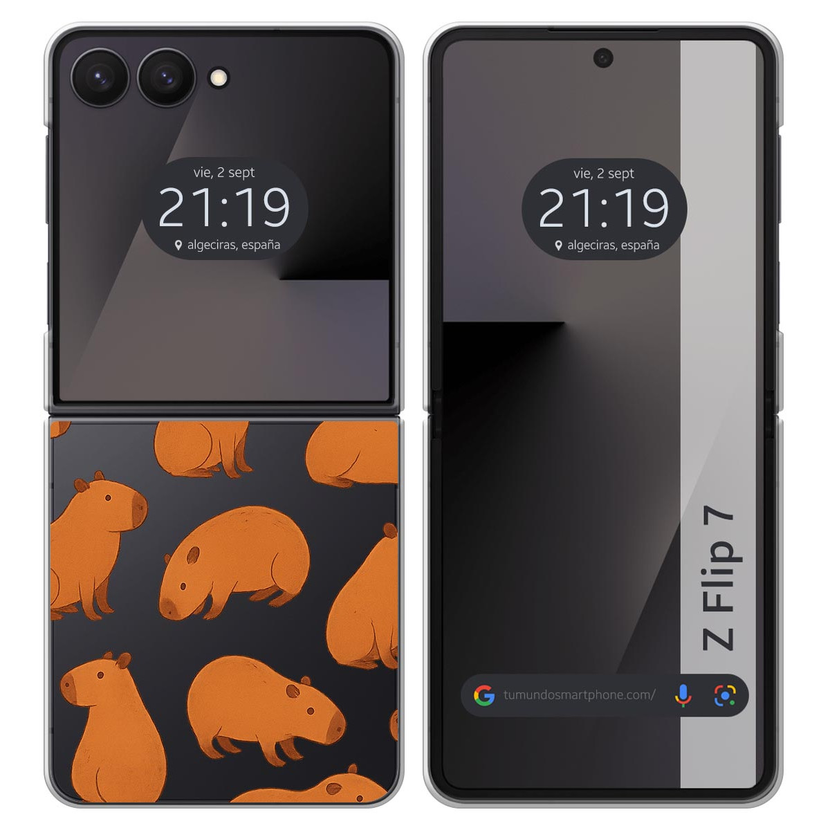 Funda Silicona Transparente para Samsung Galaxy Z Flip 7 5G diseño Capibara 02 Dibujos