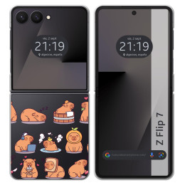 Funda Silicona Transparente para Samsung Galaxy Z Flip 7 5G diseño Capibara 01 Dibujos