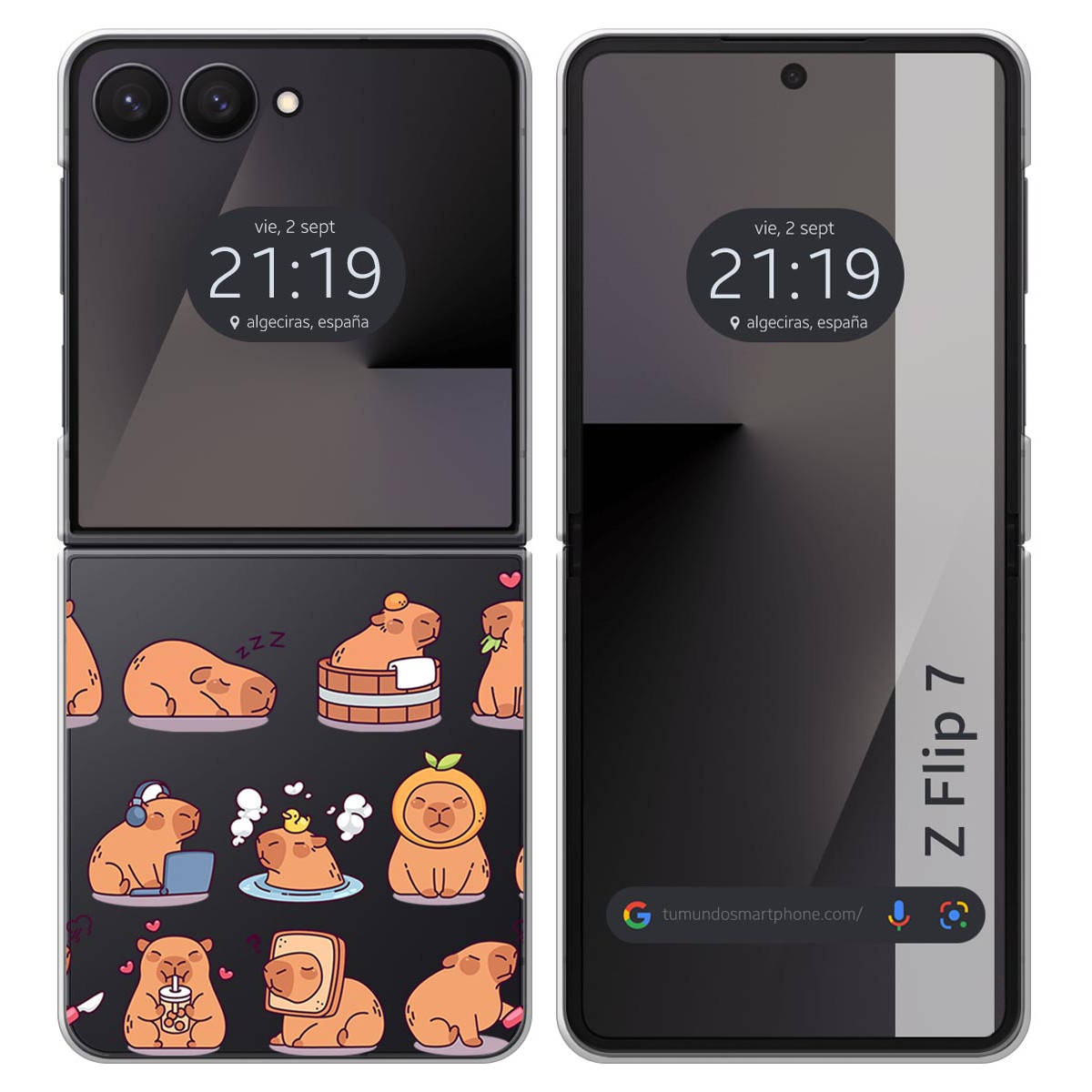 Funda Silicona Transparente para Samsung Galaxy Z Flip 7 5G diseño Capibara 01 Dibujos