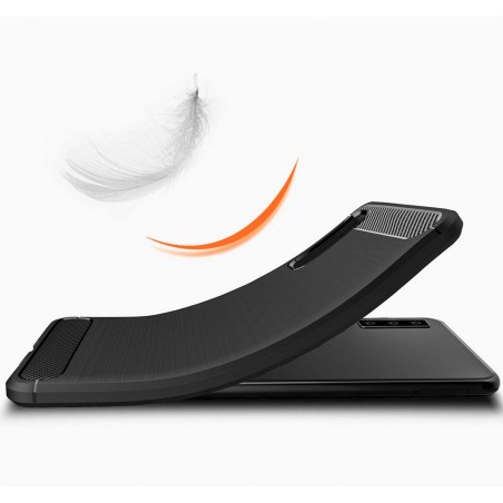 Funda Gel Tpu Tipo Carbon Negra para Samsung Galaxy A7 (2018)