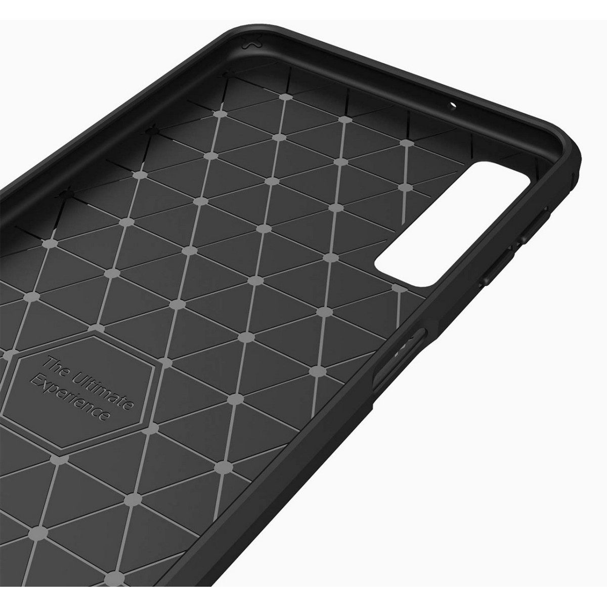 Funda Gel Tpu Tipo Carbon Negra para Samsung Galaxy A7 (2018)