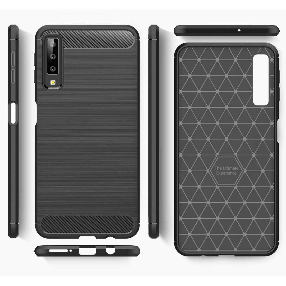 Funda Gel Tpu Tipo Carbon Negra para Samsung Galaxy A7 (2018)