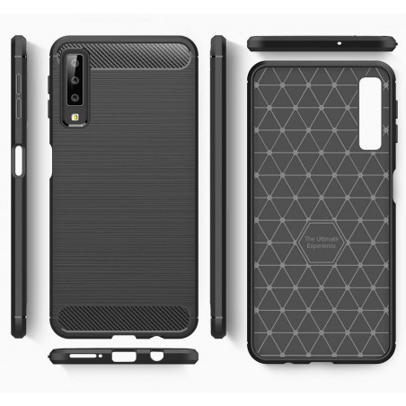 Funda Gel Tpu Tipo Carbon Negra para Samsung Galaxy A7 (2018)