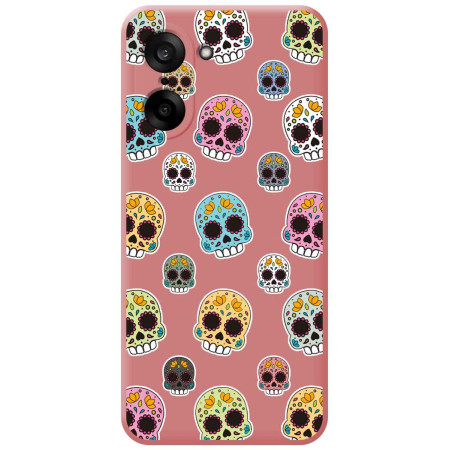 Funda Silicona Líquida Rosa para OnePlus Nord CE5 5G diseño Catrina Dibujos