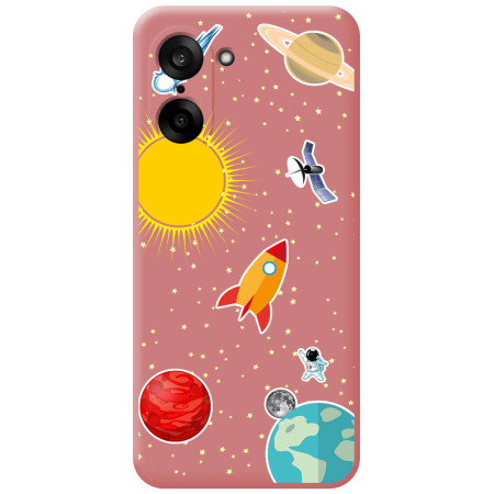 Funda Silicona Líquida Rosa para OnePlus Nord CE5 5G diseño Espacio Dibujos