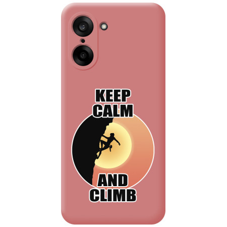 Funda Silicona Líquida Rosa para OnePlus Nord CE5 5G diseño Mujer Escalada Dibujos