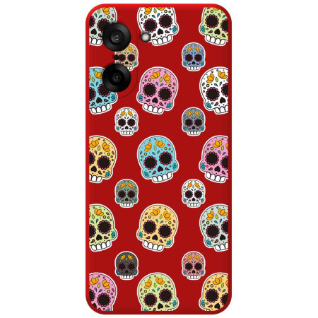 Funda Silicona Líquida Roja para OnePlus Nord CE5 5G diseño Catrina Dibujos