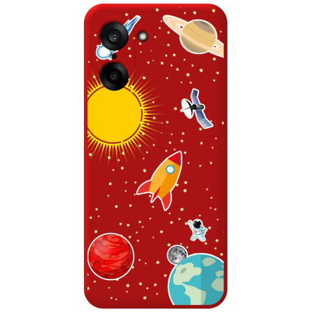 Funda Silicona Líquida Roja para OnePlus Nord CE5 5G diseño Espacio Dibujos