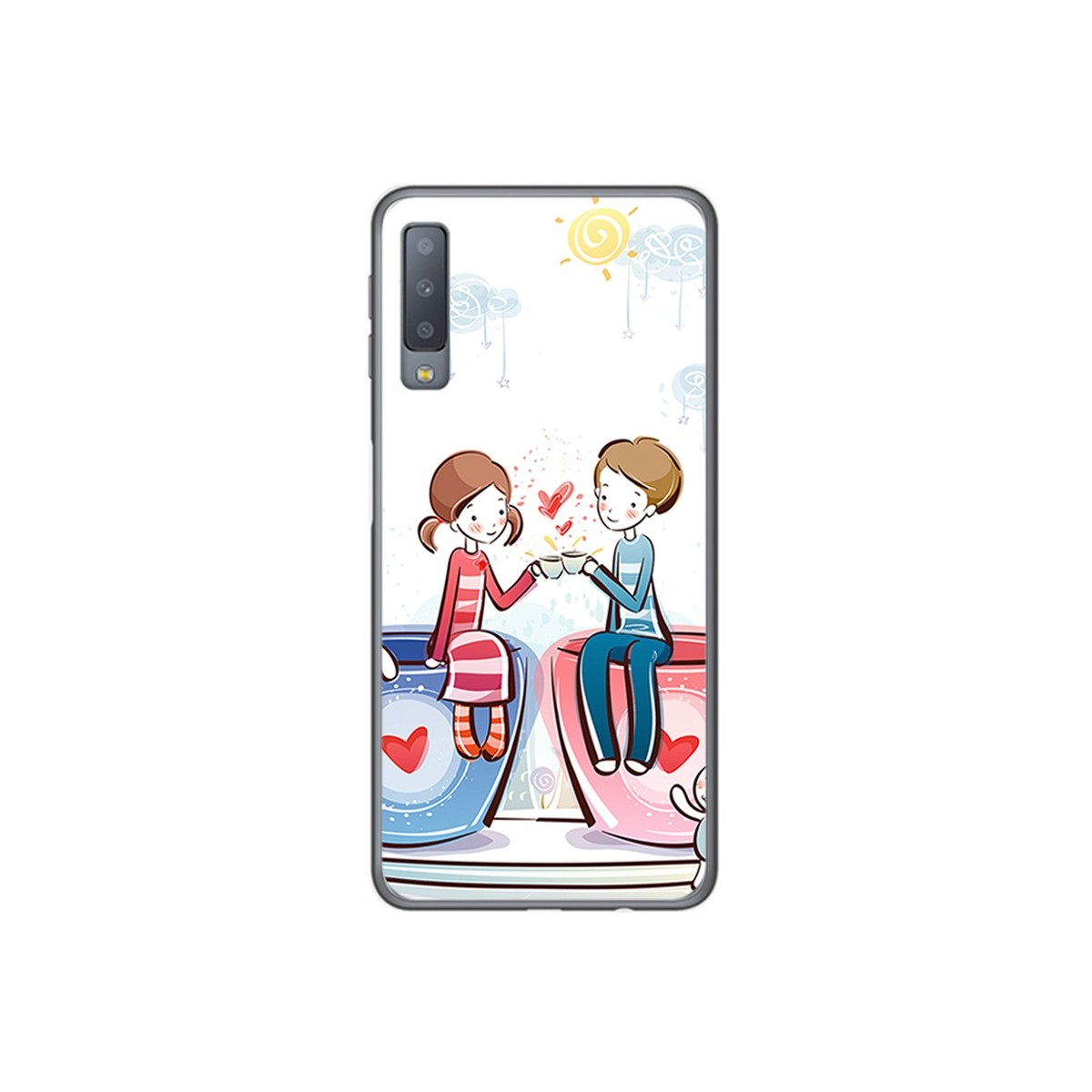 Funda Gel Tpu para Samsung Galaxy A7 (2018) Diseño Café Dibujos
