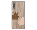 Funda Gel Tpu para Samsung Galaxy A7 (2018) Diseño Corazones Madera Dibujos