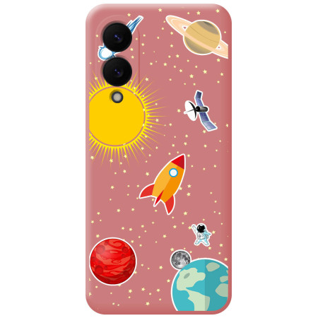 Funda Silicona Líquida Rosa para Samsung Galaxy S25 Edge 5G diseño Espacio Dibujos