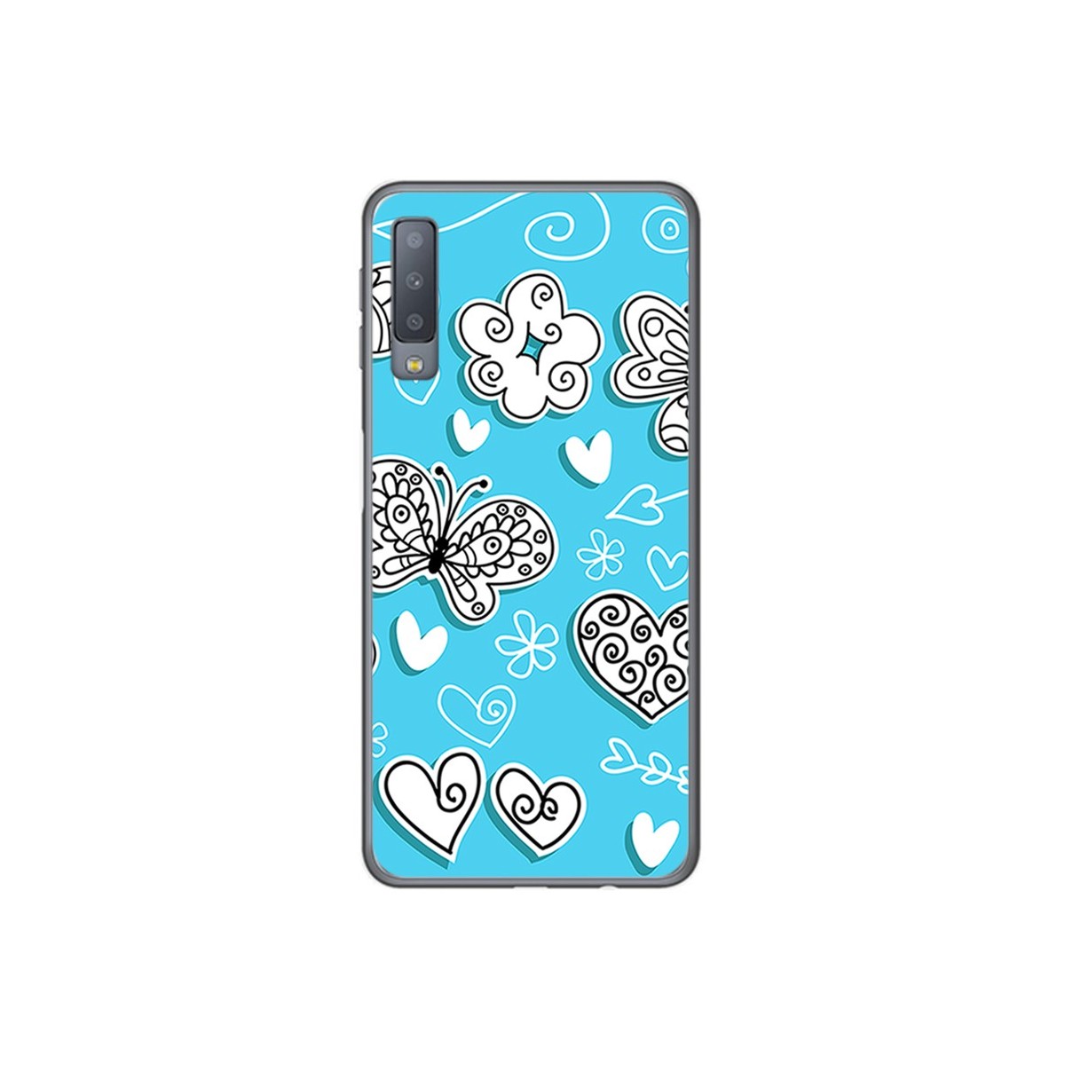 Funda Gel Tpu para Samsung Galaxy A7 (2018) Diseño Mariposas Dibujos