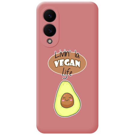Funda Silicona Líquida Rosa para Samsung Galaxy S25 Edge 5G diseño Vegan Life Dibujos