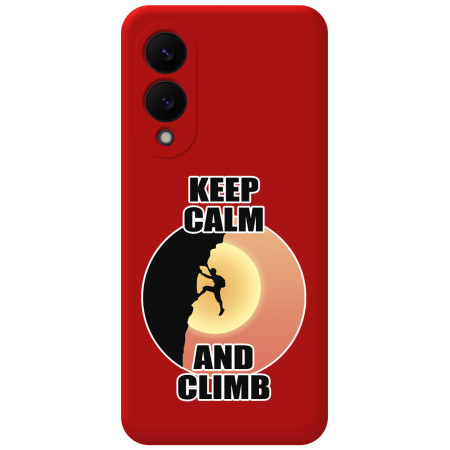 Funda Silicona Líquida Roja para Samsung Galaxy S25 Edge 5G diseño Hombre Escalada Dibujos