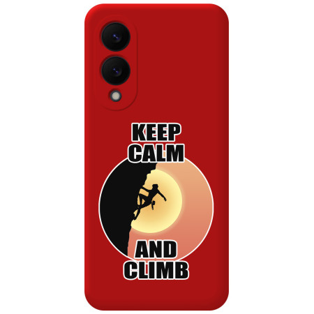 Funda Silicona Líquida Roja para Samsung Galaxy S25 Edge 5G diseño Mujer Escalada Dibujos