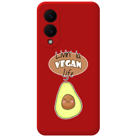 Funda Silicona Líquida Roja para Samsung Galaxy S25 Edge 5G diseño Vegan Life Dibujos