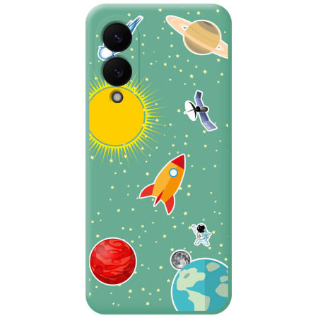 Funda Silicona Líquida Verde para Samsung Galaxy S25 Edge 5G diseño Espacio Dibujos