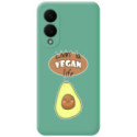 Funda Silicona Líquida Verde para Samsung Galaxy S25 Edge 5G diseño Vegan Life Dibujos