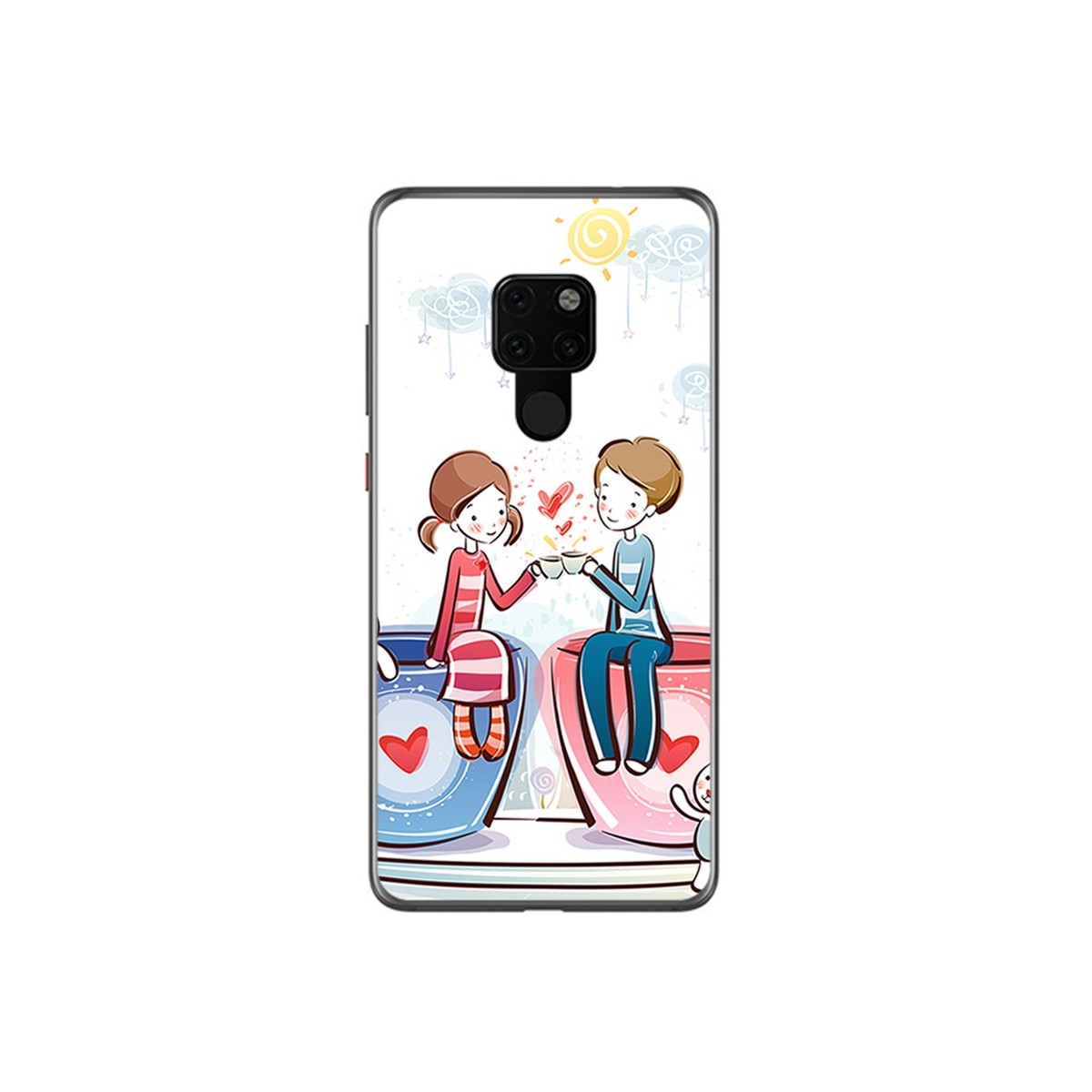 Funda Gel Tpu para Huawei Mate 20 Diseño Café Dibujos