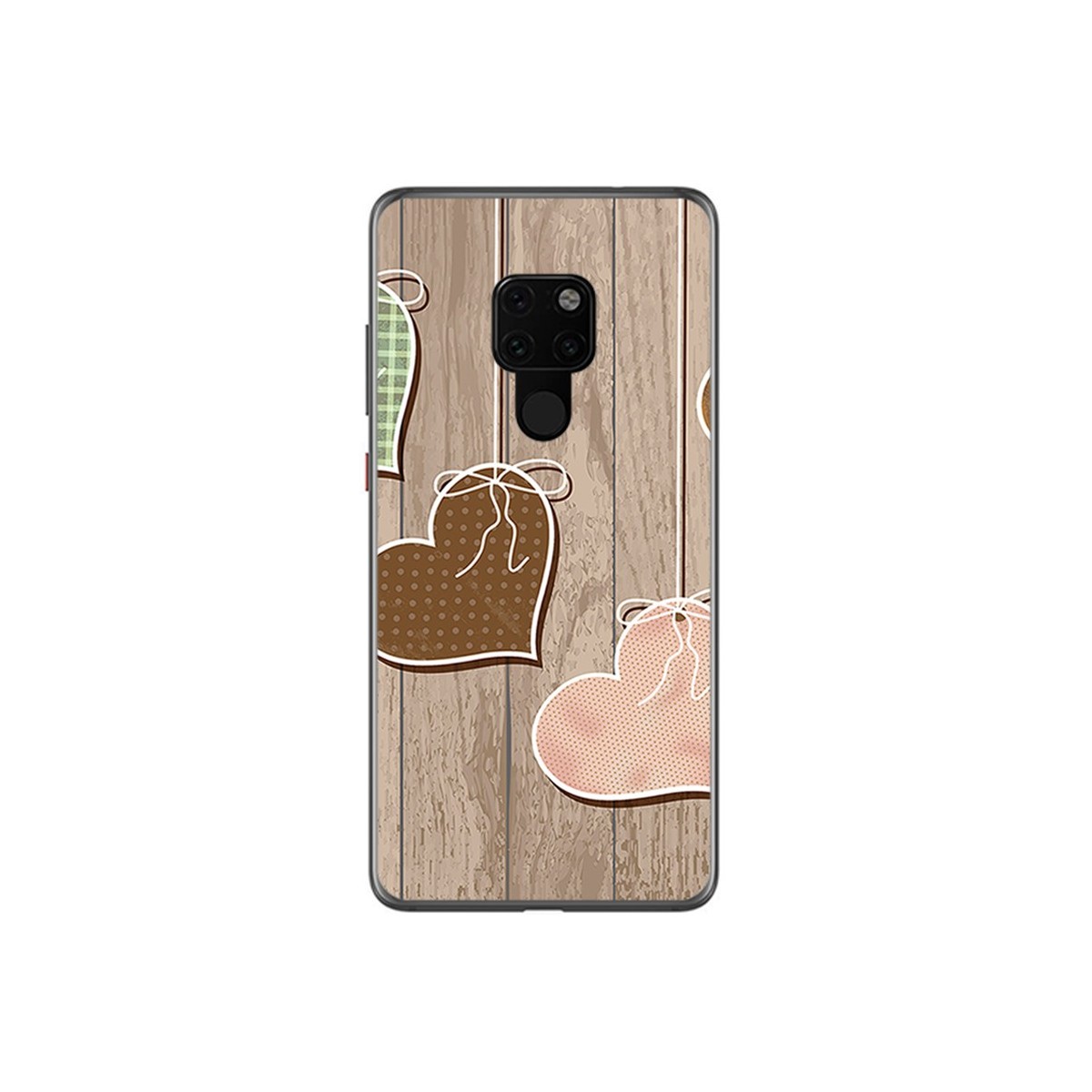 Funda Gel Tpu para Huawei Mate 20 Diseño Corazones Madera Dibujos