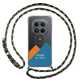 Personaliza tu Funda Colgante Transparente para Xiaomi Redmi Note 15 Pro 5G con Cordon Verde / Dorado Dibujo Personalizada