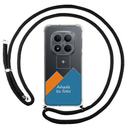 Personaliza tu Funda Colgante Transparente para Xiaomi Redmi Note 15 Pro 5G con Cordon Negro Dibujo Personalizada