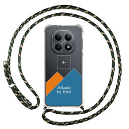 Personaliza tu Funda Colgante Transparente para Xiaomi Redmi Note 15 4G con Cordon Verde / Dorado Dibujo Personalizada
