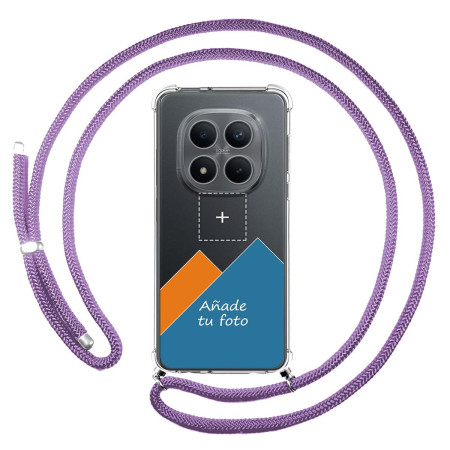 Personaliza tu Funda Colgante Transparente para Xiaomi Redmi Note 15 Pro 4G con Cordon Morado Dibujo Personalizada