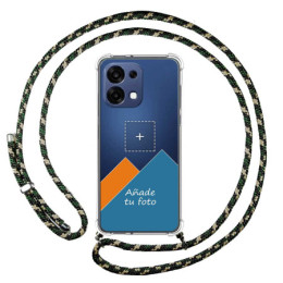 Personaliza tu Funda Colgante Transparente para Oppo A6 Pro 5G con Cordon Verde / Dorado Dibujo Personalizada