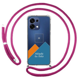 Personaliza tu Funda Colgante Transparente para Oppo A6 Pro 5G con Cordon Rosa Fucsia Dibujo Personalizada