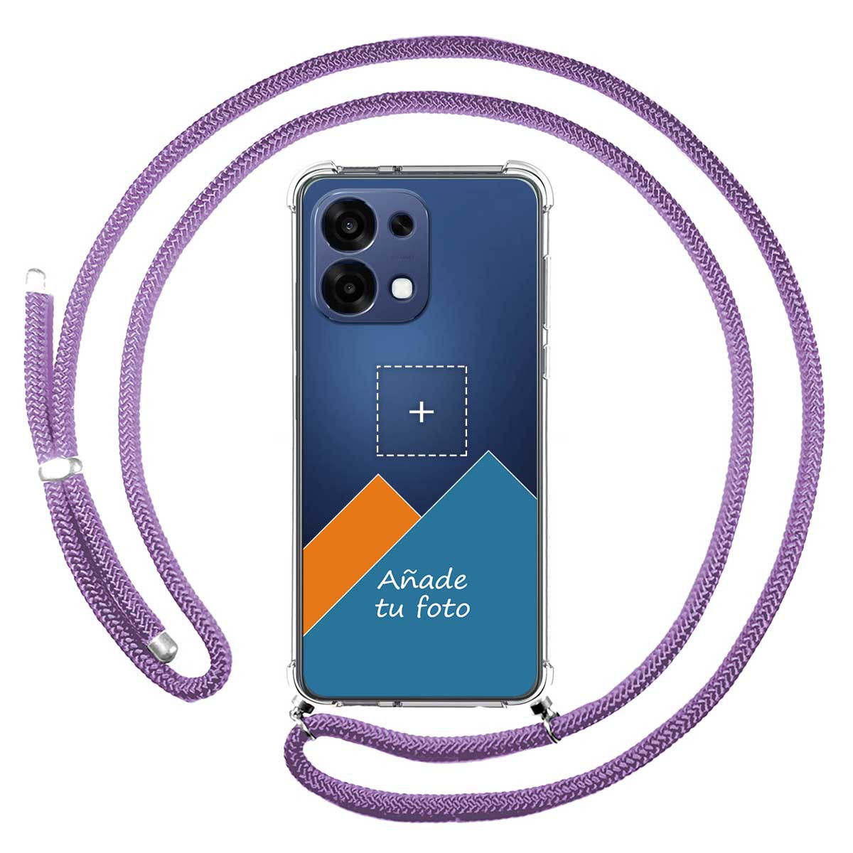 Personaliza tu Funda Colgante Transparente para Oppo A6 Pro 5G con Cordon Morado Dibujo Personalizada