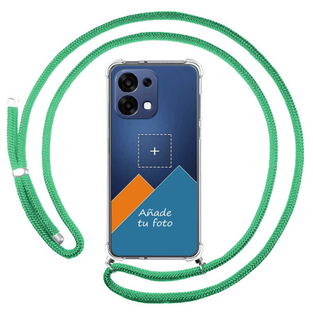 Personaliza tu Funda Colgante Transparente para Oppo A6 Pro 5G con Cordon Verde Agua Dibujo Personalizada