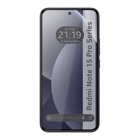 Protector Cristal Templado Curvo 5D Full Glue Negro para Xiaomi Redmi Note 15 Pro+ Plus 5G Vidrio