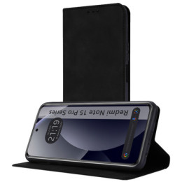 Funda Libro de Polipiel con tarjetero para Xiaomi Redmi Note 15 Pro+ Plus 5G color Negra