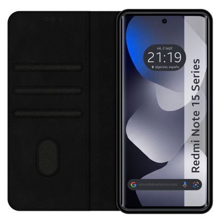 Funda Libro de Polipiel con tarjetero para Xiaomi Redmi Note 15 4G color Negra