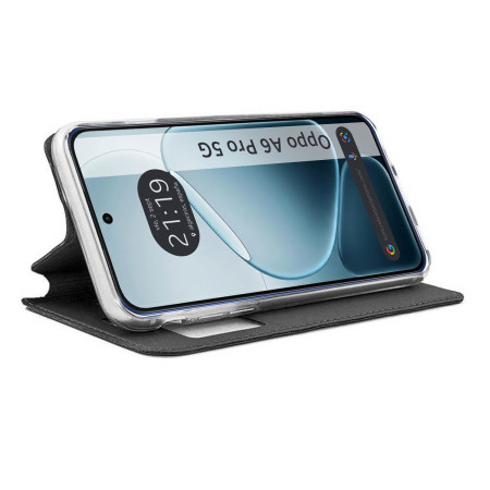 Funda Libro Soporte con Ventana para Oppo A6 Pro 5G color Negra