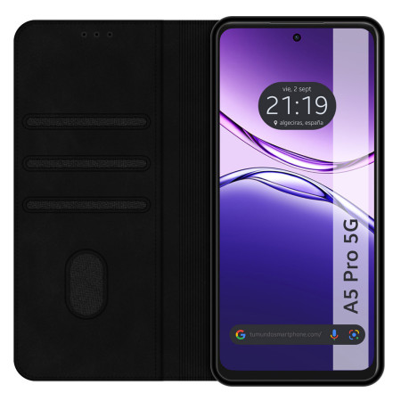 Funda Libro de Polipiel con tarjetero para Oppo A6 Pro 5G color Negra